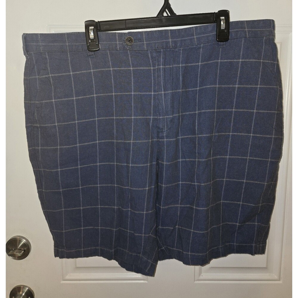 Joseph Abboud Shorts Mens 42 Chino Golf Casual Cotton Flat Front Blue  Plaid